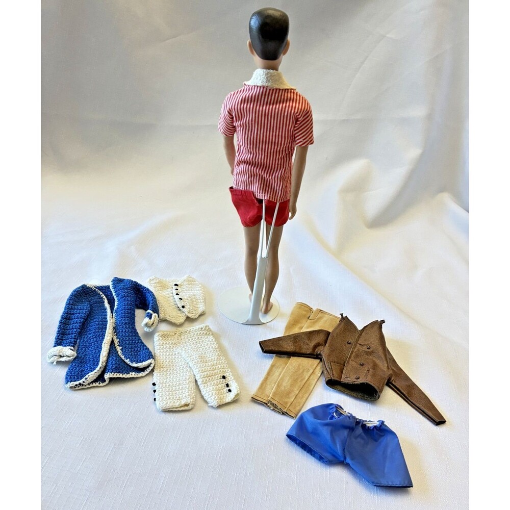 Mattel Ken Doll #750 Original Red White Swim Outfit 1965 Blue Eyes Painted Hair - Picture 10 of 12